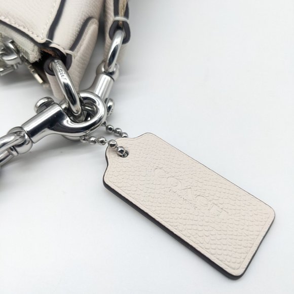 COACH Hobo pebbled leather logo strap shoulder crossbody bag - Chalk/Ivory - Picture 6 of 13